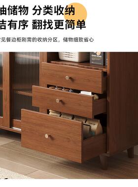 实木日式边柜靠墙一体物厅茶水柜厨房置柜收客纳餐80243柜子斗柜