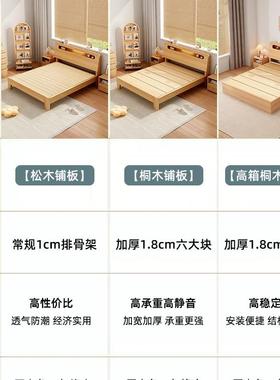 实用木床简约厚现代加SMP1米8双床主卧1米5人的出租房家1米2单人