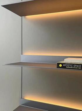 新款客厂XDW家直销铝金L型发光置物架现代厅合壁挂带灯DE收纳架L