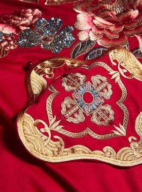 长绒棉件四套新纯棉中式婚套46393庆刺绣六件新婚床上红色喜被婚