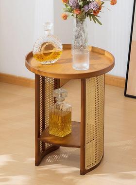 编茶藤几茶客厅家用发边几简约卧室边桌小户型台圆80872沙形收纳