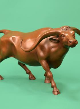 紫天铜水牛摆件铜工艺生肖45845牛家居品办公室铺牛气冲装饰品店