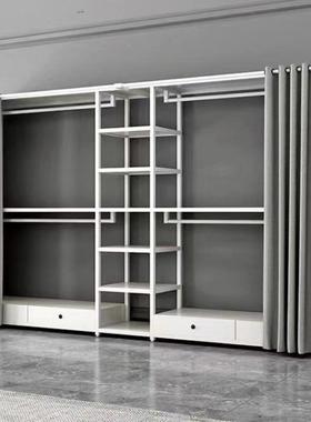 衣帽架属钢结构柜家用衣卧室加厚衣双层加粗帽架两85173层金简约