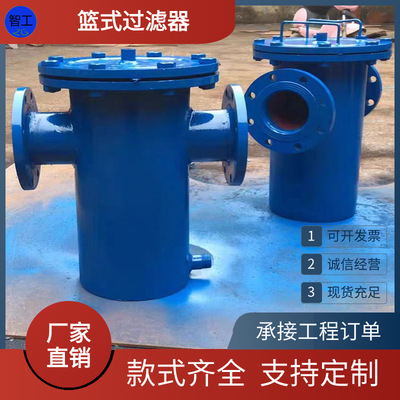 不锈钢篮式过滤器304提篮式直通管道除污器毛发收集器蓝式过滤器