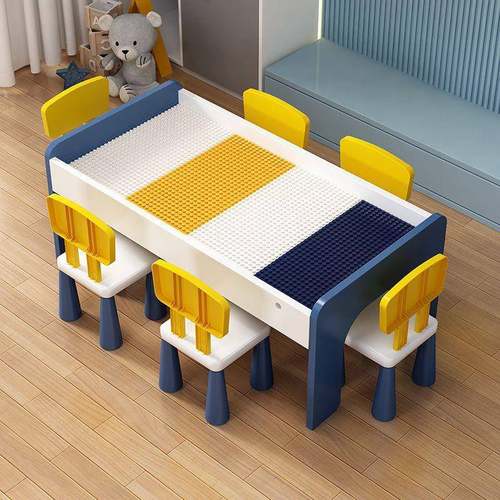 玩多JM—1功能大小颗粒积儿男孩女孩宝宝童木拼装玩具桌积木桌子