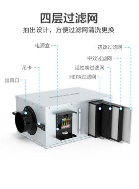 单向系流静音新风送风机43019家用净化新风统商管道用排烟机换气