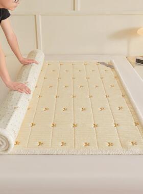 款秋季大豆宝宝绒刺绣床护垫家用榻榻米床垫加加新厚OFO冬学绒生