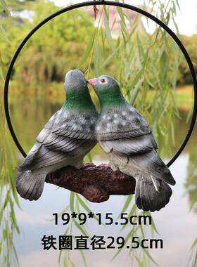 仿真鸽情侣雕塑一对挂饰摆43617件树脂动物鸟模型庭子院客厅花园