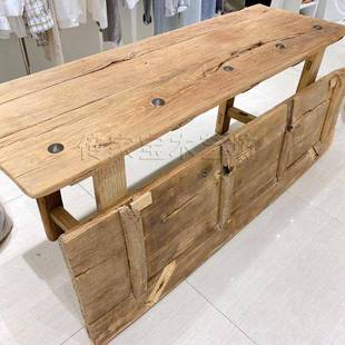 老木风化板茶桌MXU踏步榆吧台多美用款怀旧民宿墙风面地面实木板