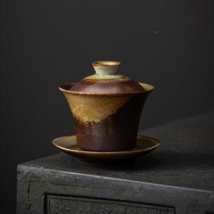 窑变天目流釉式古36644朴陶壶瓷茶壶泡壶茶日单提梁侧把盖碗