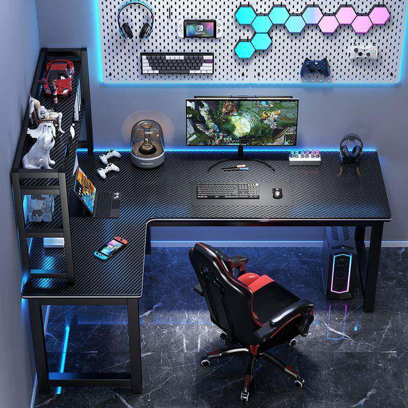 双L型12694多功直拐角桌子一整套能转角人台式电竞桌电脑桌椅套装