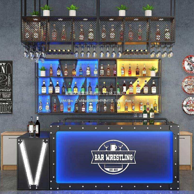 挂墙酒架发酒柜壁挂WLV壁挂餐厅墙上红酒创意酒吧置物架光吧台铁