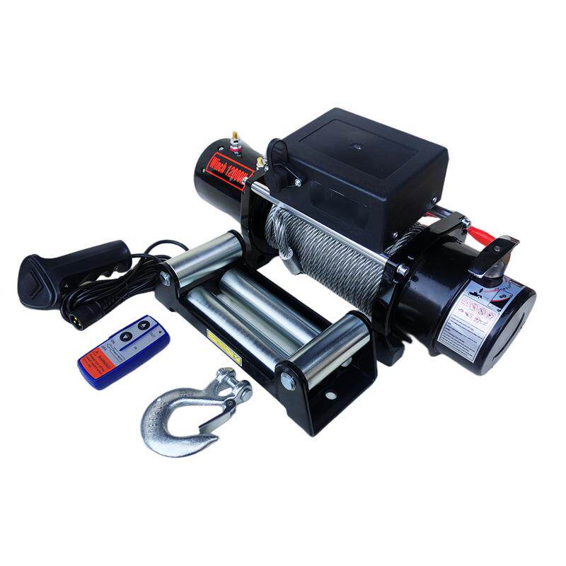 车载电动绞盘12V12000磅快速防水越野车自救绞盘24V小型小吊机