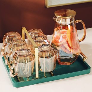 茶杯风玻璃家用客厅带把茶具待客具轻奢用水家庭喝水杯子 钻石套装