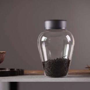 日式玻璃茶叶罐密封罐放茶叶的小号罐子存茶储物罐铝合金盖防潮