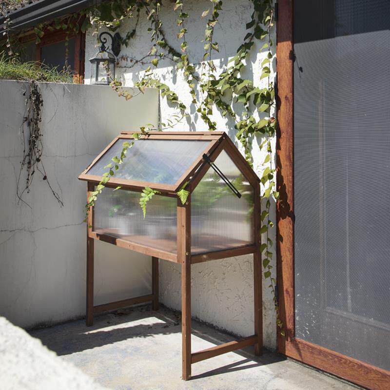木质温室落地花架阳台热植摆放小型花房防冻保温中古花架置物架