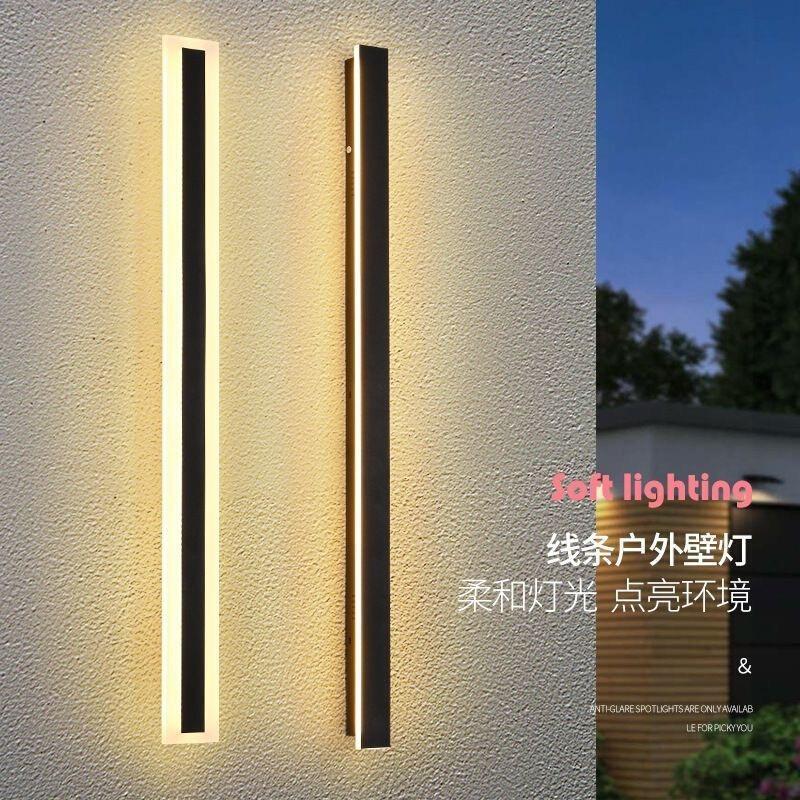 户外壁灯防水极简长条别墅外墙灯太阳能现代室外庭院大门口洗墙灯