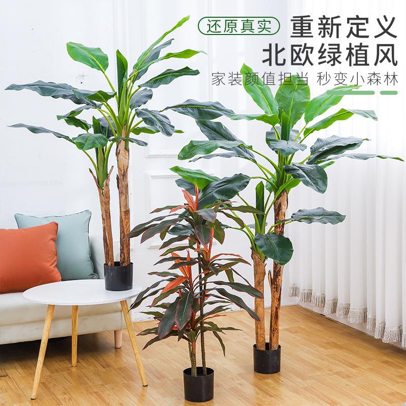 芭蕉树仿真植物大型热带绿植假盆栽室内隔断橱窗装饰落地盆景摆件