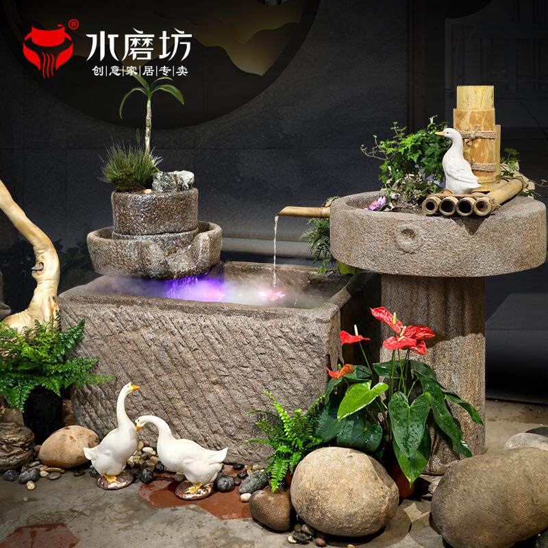 中式庭院户外假山流水摆件循环水景观造景花园阳台客厅养鱼池装饰