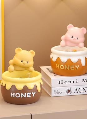 可爱黄油小熊入户放钥匙收纳玄关摆件客厅家居创意装饰品乔迁新居