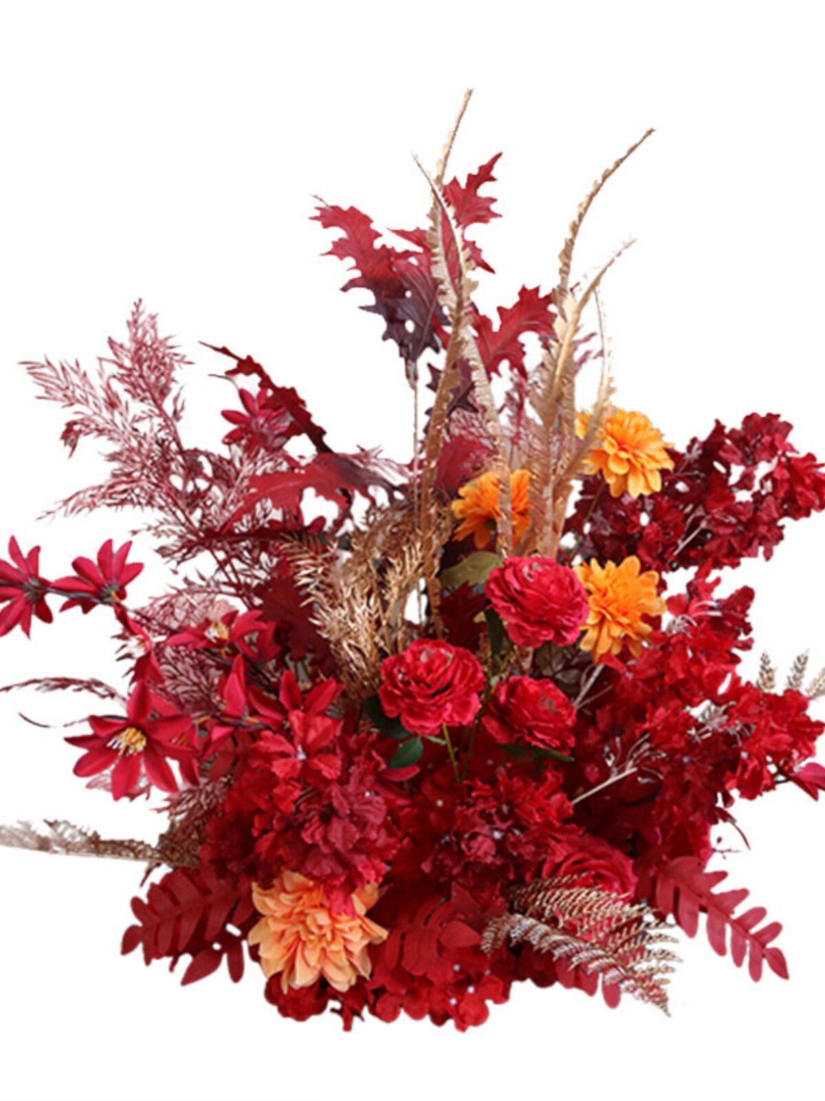 婚庆红色系路引花盆花花球t台舞台背景迎宾花桌婚礼堂高档宴会厅