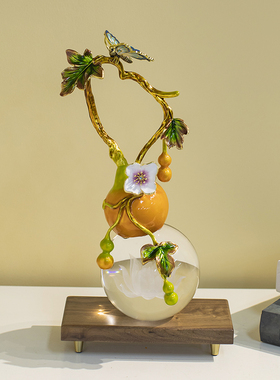 现代轻奢水晶球葫芦摆件客厅玄关酒柜办公室创意家居装饰品礼品