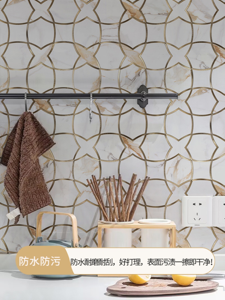 金属马赛克墙贴自粘日式瓷砖贴片电视背景墙厨房洗手间装饰画墙纸图片