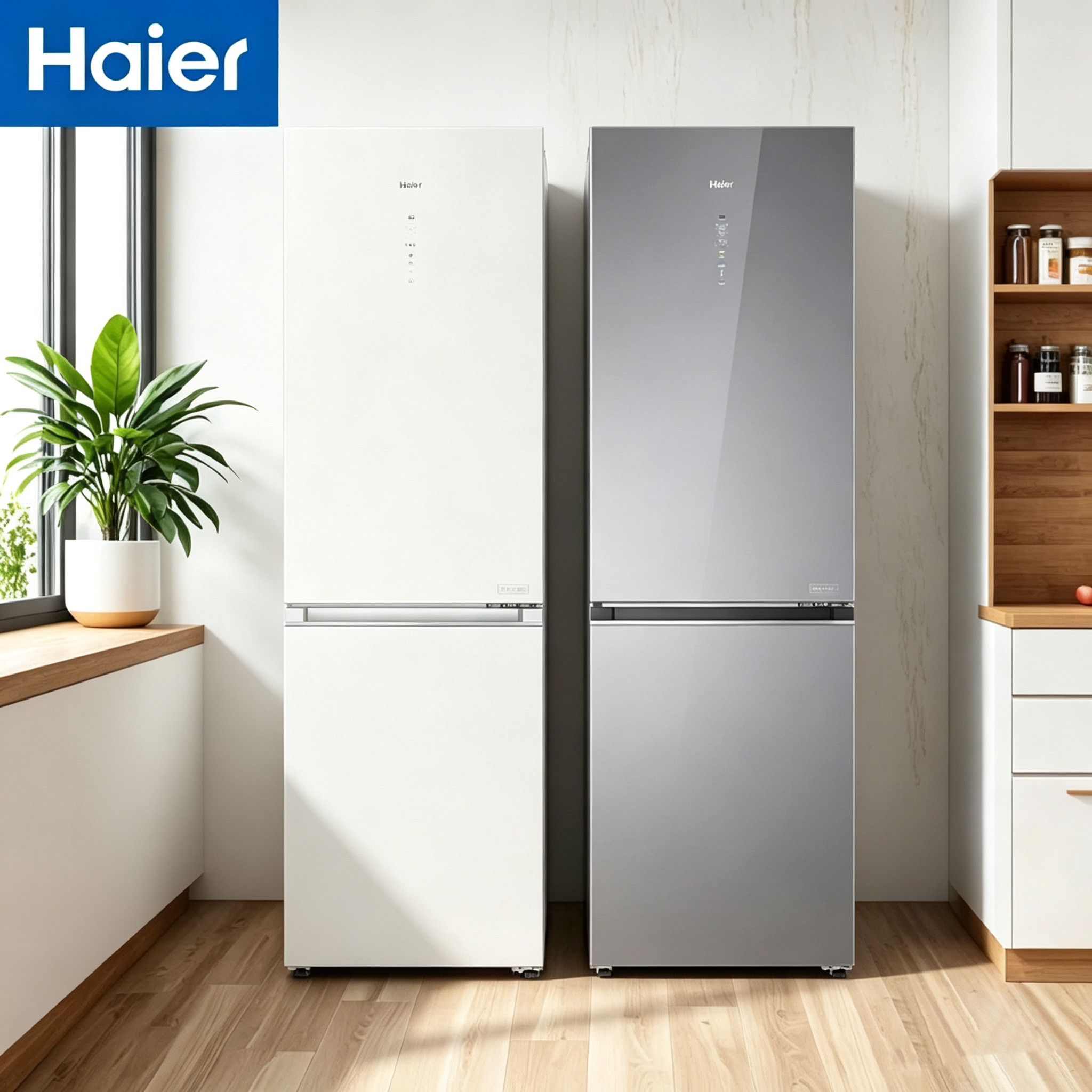 Haier/海尔BCD-410WLHC214GXU1灰/白零嵌入式全空间保鲜两门冰箱