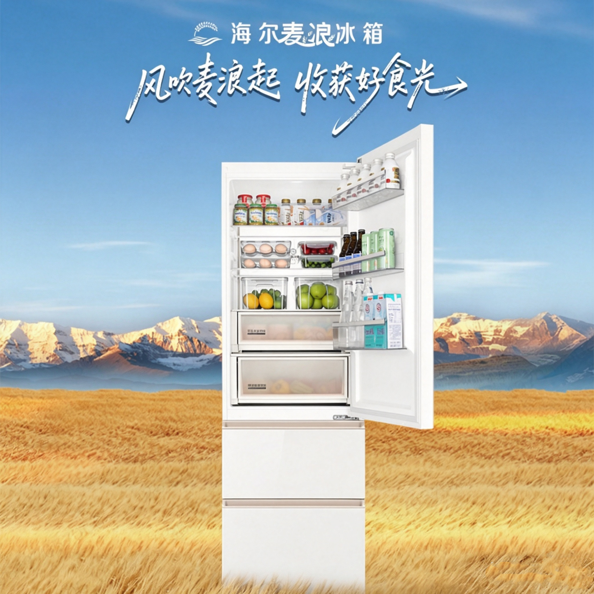 Haier/海尔BCD-400WLHD3B9YAU1麦浪双系统零嵌入双重净化法式冰箱