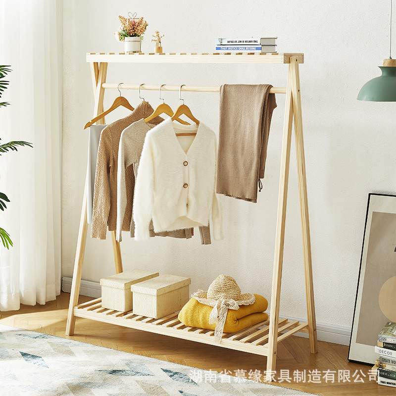 卧室挂衣架落地家用实木衣帽架学生宿舍简约衣架挂衣网红衣服架子