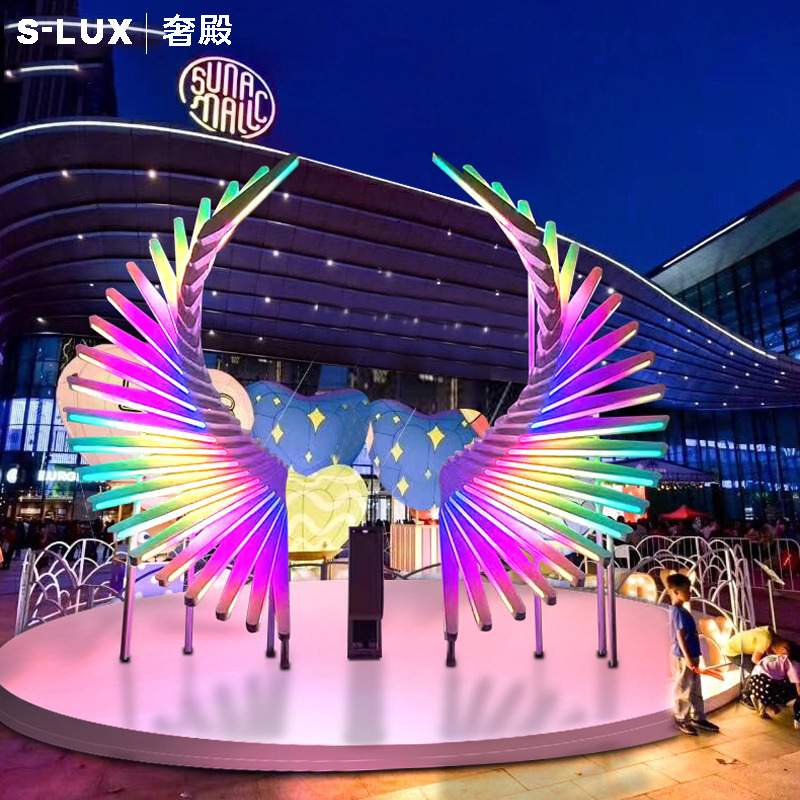 户外防水天使之翼造型灯网红商场广场景区打卡亮化互动景观灯光节