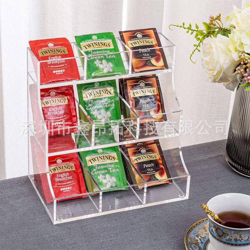 透明亚克力三层茶包收纳器壁挂式茶包糖包收纳架桌面立式服务架