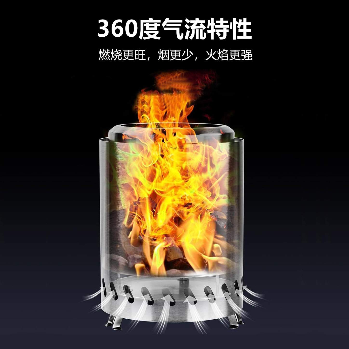 爆款不锈钢户外柴火炉室内庭院便携火炉气化炉猛火取暖少烟
