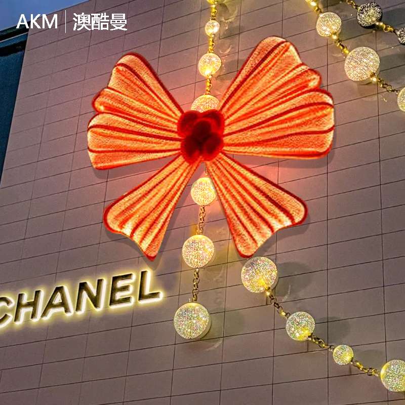 户外发光蝴蝶结灯网红广场打卡店铺商场引流摆件外墙布置装制灯具