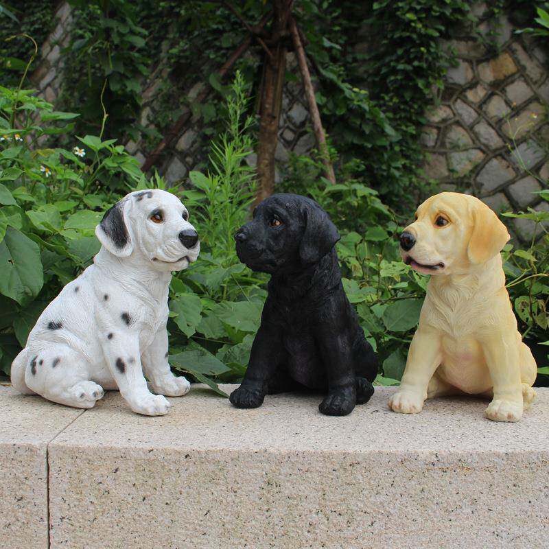 热销客厅树脂工艺品仿真拉布拉多斑点狗玻璃钢假狗园林景观摆件