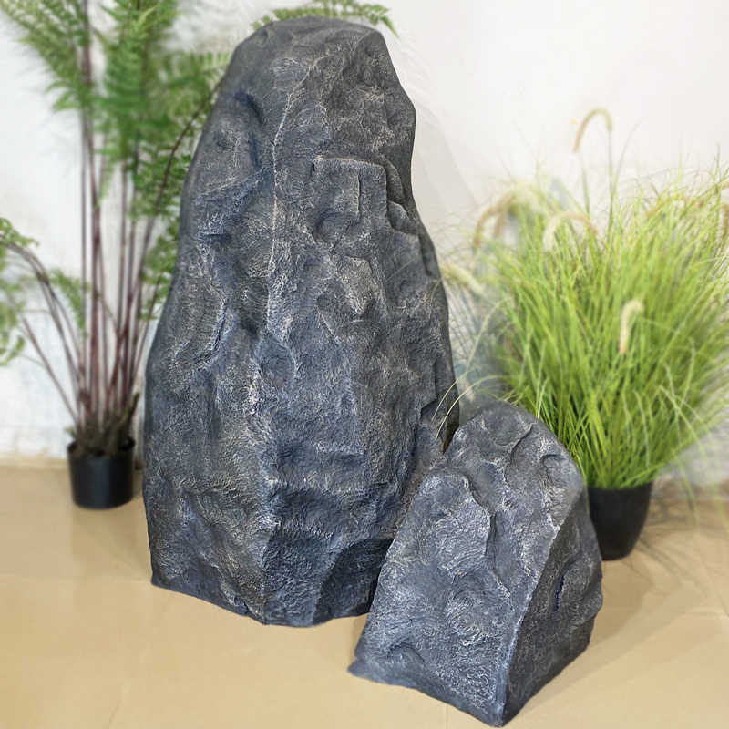 仿真玻璃钢假山石头庭院造景大型黑山石落地摆件道具石支持定制