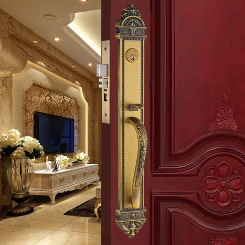 锌合金大门锁欧式仿古豪华别墅防盗门锁木门双开门入户门把手锁