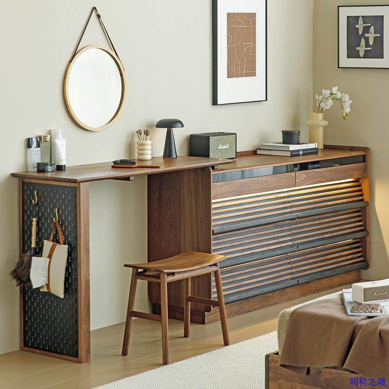 北欧黑胡桃木梳妆台斗柜一体化妆桌收纳柜转角伸缩书桌实木多功能,农机/农具/农膜,其它农用工具,淘宝优惠券,粉丝福利购,淘宝优惠卷