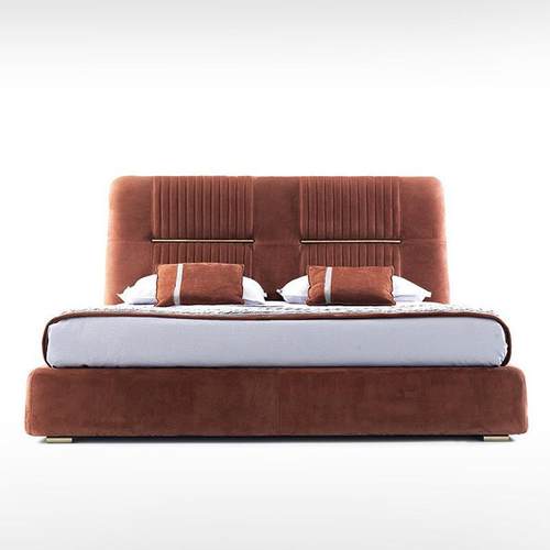 QS奥玛意式轻奢磨砂皮1.8米双人床主卧高档大床现代简约真皮床卧