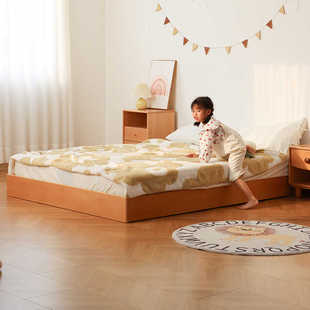 小乔造木地板床蒙氏儿童床榻榻米悬浮实木床婴儿宝宝无床头地台床