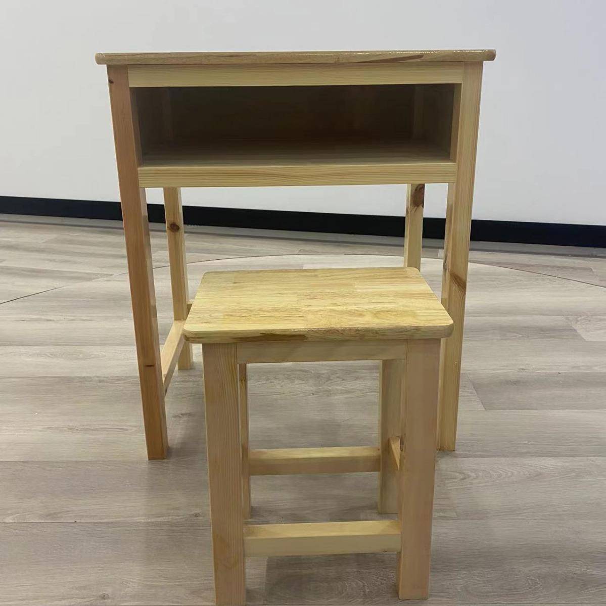 橡胶木单人课桌椅儿童学习桌纯实木中小学生学校课桌凳教室培训班