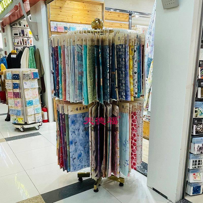 天德福不锈钢圆圈架旋转移动式面料展示架陈列架饰品挂件架子收纳