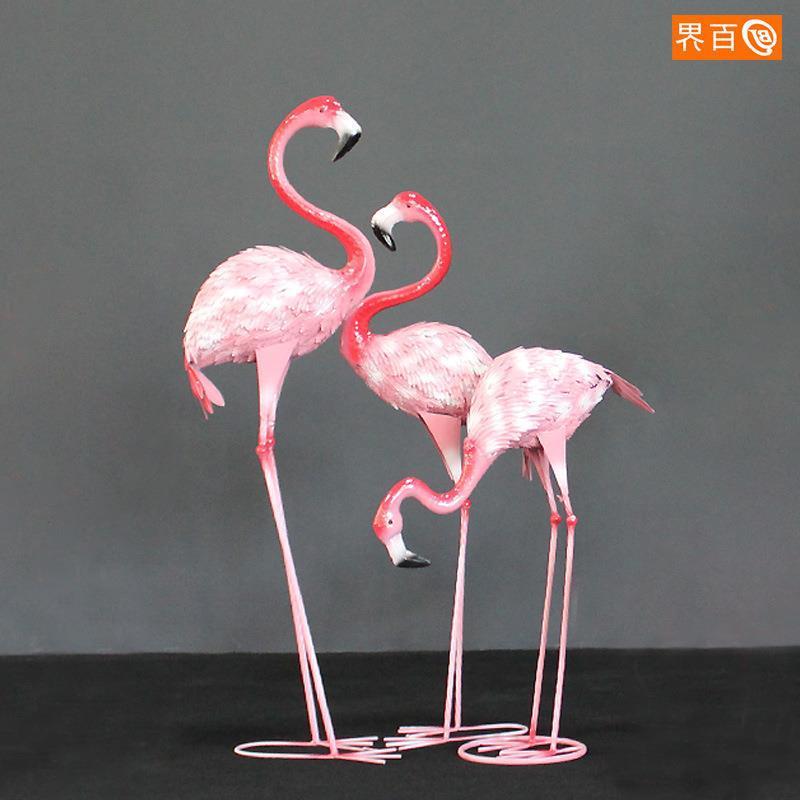 仿真铁艺火烈鸟花园田园户外动物雕塑摆件商场软装美陈橱窗道具
