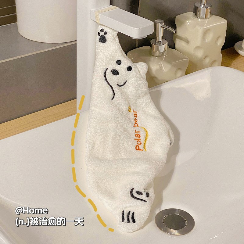 速发北极熊升级款擦手巾房式厨生卫挂间加厚毛巾珊瑚绒吸水速干抹
