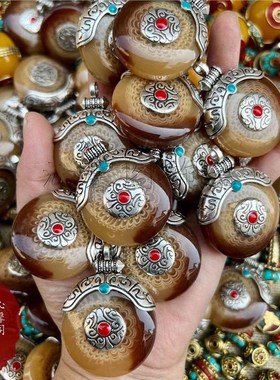 现货速发藏族民族风项链复古吊坠百搭毛衣链做旧男款吊坠散珠配饰