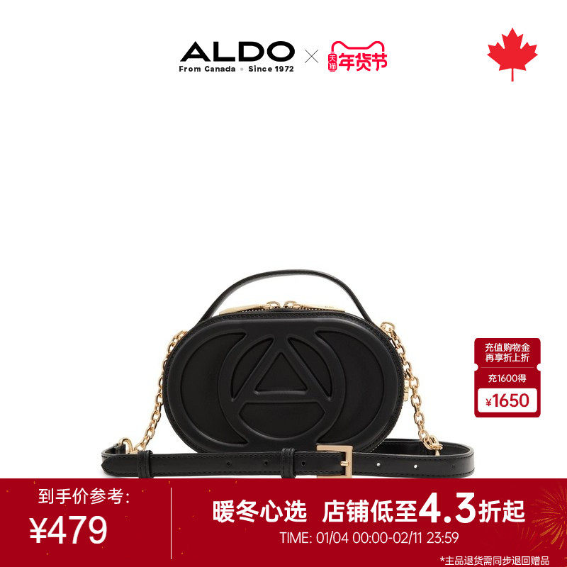 ALDO链条斜挎包女士小圆黑色字母手提百搭精致优雅AHCF24B84,箱包皮具/热销女包/男包,通用款女包,淘宝优惠券,粉丝福利购,淘宝优惠卷