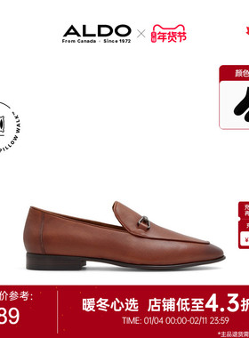 ALDO男正装皮鞋新款扁头乐福鞋商务晚宴牛皮舒适质感BSFS24B30