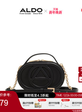 ALDO链条斜挎包女士小圆黑色字母手提百搭精致优雅AHCF24B84