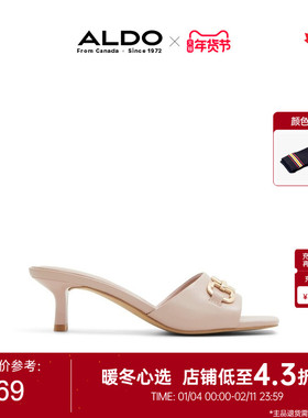 ALDO女士凉拖鞋新款露趾夏季羊皮气质简约细高跟一脚蹬ALHS24A53