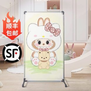 饰座屏 可爱娃娃屏风卡通隔断客厅玄关遮挡立屏办公室幼儿园移动装